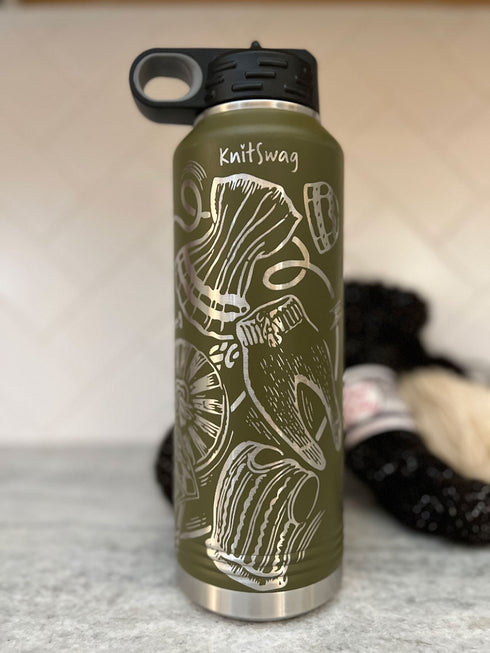 Laser Engraved Knitting Pattern 40 Oz Water Bottle